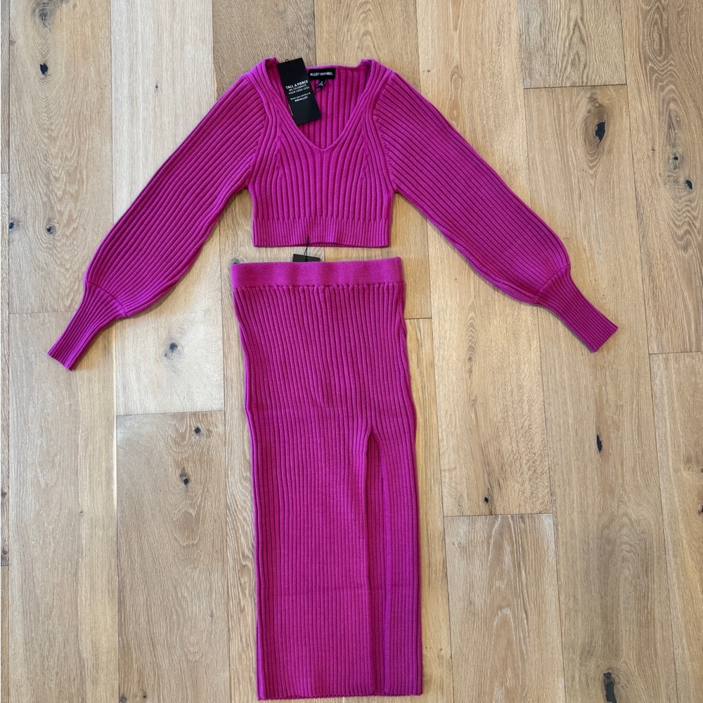 Tall Alloy Apparel Pink Ribbed Knit Set
